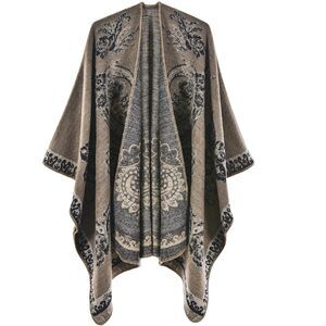 Women's Warm Shawl Wrap Cape Winter Sweaters 4822